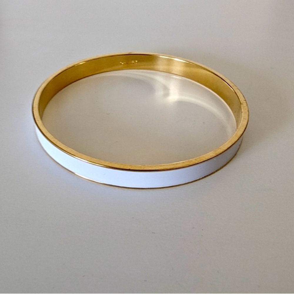 Vintage Monet gold tone and white enamel bangle